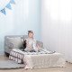 ZONEKIZ Kids Toddler Bed, with Star and Moon Patterns, Side Rails, for Ages 3-6 Years - Grey