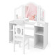 Kids Makeup Desk and Chair Set with Tri-Folding Detachable Mirror