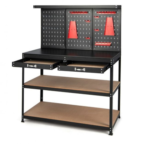 Multipurpose Garage Worktable with Pegboard and Drawers