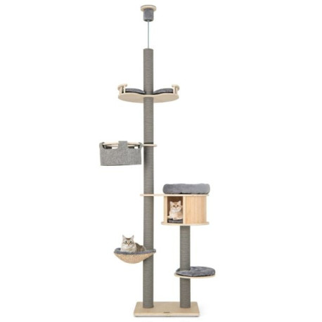 Floor to Ceiling Cat Tree with Adjustable Height for Indoor Cats