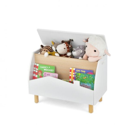 Multifunctional Kids Toy Box with Safety Hinge for Playroom