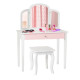Kids Vanity Table and Stool Set Princess Makeup Dressing Table