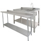 6ft Stainless Steel Catering Bench &amp; 2 x Wall Mounted Shelves