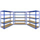 Monster Racking T-Rax 3 x Extra Wide Storage Shelves, Blue, 160cm W, 60cm D