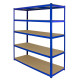 Monster Racking T-Rax 5 x Extra Wide Storage Shelves, Blue, 160cm W, 60cm D