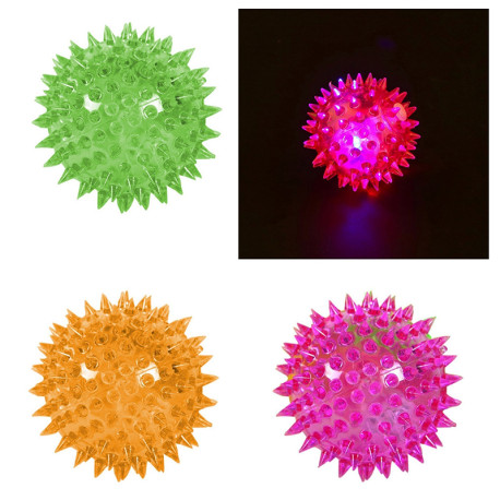 Light Up Spikey LED Ball Flashing Ball for Pets Dog Cat - Random Colour.