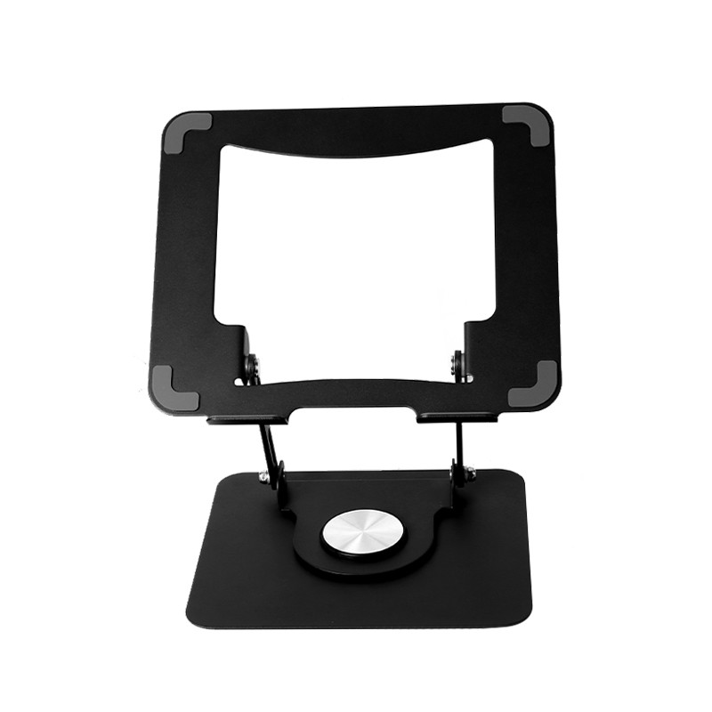 360-degree Rotation Metal Portable Laptop Tablet Stand Riser Bracket Adjustable Holder for Desk - Black