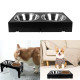 Elevated Dog Bowls 5 Height Adjustable Stand Raised dog bowl with Double Stainless Steel Bowls for Small Medium Large Dogs - Bla