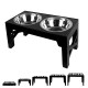 Elevated Dog Bowls 5 Height Adjustable Stand Raised dog bowl with Double Stainless Steel Bowls for Small Medium Large Dogs - Bla