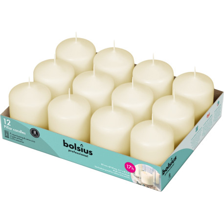 12 Bolsius Professional Pillar Candle - Ivory (78/58mm)