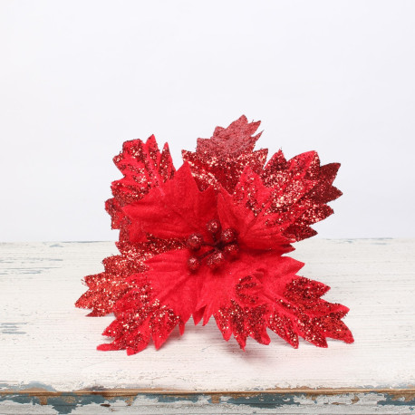Medium Red Poinsettia Pick