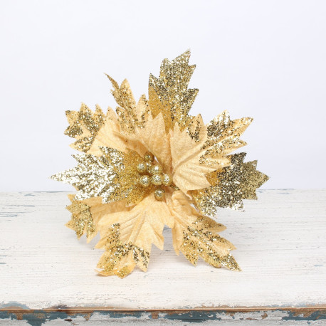 Medium Gold Poinsettia Pick