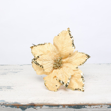 Small Gold Poinsettia Pick