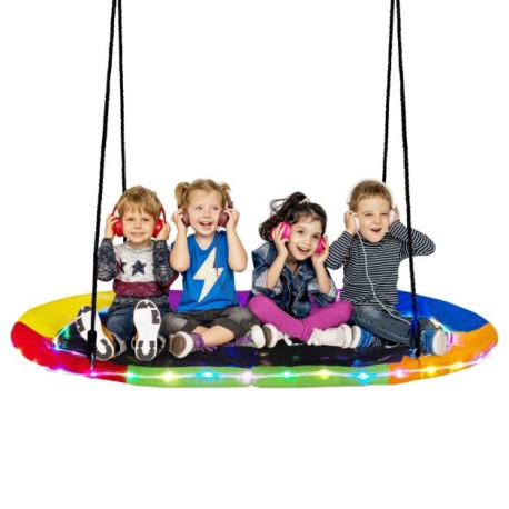 150 cm Saucer Swing with LED Lights and Adjustable Ropes