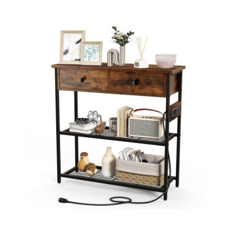 Entryway Narrow Console Table with Charging Station