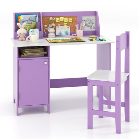 Kids Table and Chair Set with Hutch and Cabinet