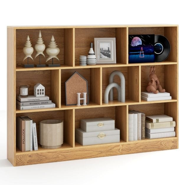 10-Cube Bookshelf with 2 Anti-Tipping Kits for Living Room Kid&rsquo;s Room