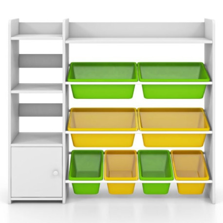Kids Bookshelf Toy Storage Organizer with Storage Boxes and Open Shelves