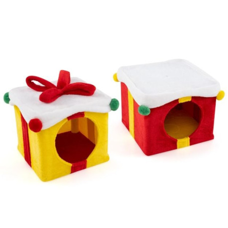 Indoor 2-Storey Cute Christmas Cat House with Bow