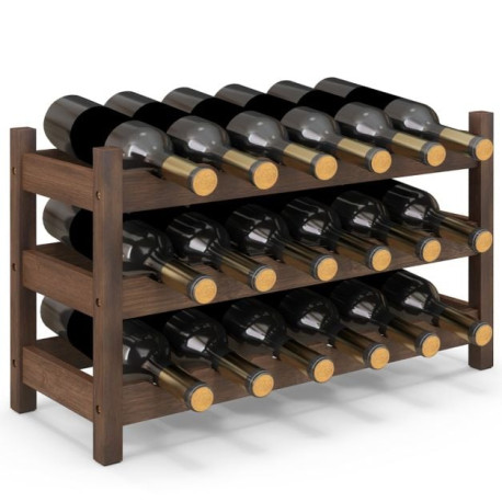 3-Tier Bamboo Wine Rack with Wave Slot for Kitchen