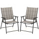 Set of 2 Patio Folding Chairs with Armrests