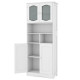 148cm Tall Bathroom Cabinet Storage Cabinet with Glass Doors