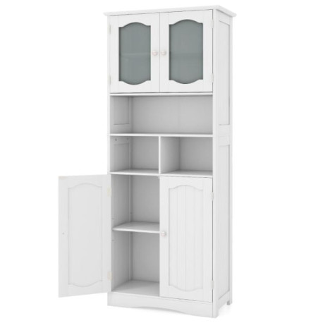 148cm Tall Bathroom Cabinet Storage Cabinet with Glass Doors