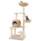 Multi-Level Cat Tree with Cattail Condo and Plush Perch