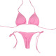 Women Halter Bikini Set Bra Top + Mini Triangle G-string Thong Swimwear Swimsuit Set - White