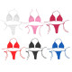 Women Halter Bikini Set Bra Top + Mini Triangle G-string Thong Swimwear Swimsuit Set - White
