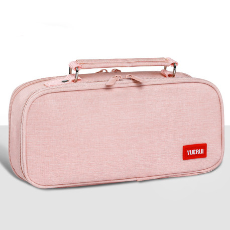 Expandable Pencil Case Large Capacity Pen Case for Office College School Bags - Pink