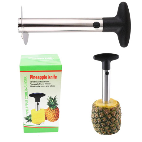 Heavy Duty Stainless Steel Fruit Corer Rings Cutting Wedge Knife for Pineapple Corer