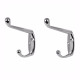 Hat and Coat Hooks Chromed with Screws Pack Of 2 - Silver
