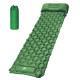 Integrated Foot Pump Portable Inflatable Camping Sleeping Mat with Pillow - Green