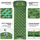 Integrated Foot Pump Portable Inflatable Camping Sleeping Mat with Pillow - Green