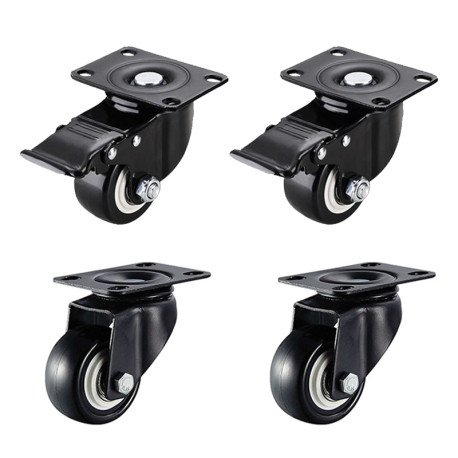 Heavy Duty Swivel Castor Wheels Trolley 50mm Furniture Casters 2 inch - 2pcs Moving Wheels + 2pcs Wheels with Brakes