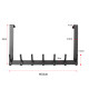 7 Hooks Over The Door Hook Hanger Coat Rack for Clothes Hat Towel - Grey