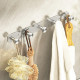 Wall Mounted Coat Hanger Hooks Stick-On Stainless Steel Coat Rack with 6 Hooks