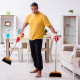 Dustpan and Broom Combo Upright Stand Up Broom and Dustpan Set with Long Handle for Home Kitchen Floor Use