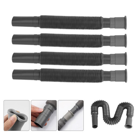 5 Pcs Collapsible Flexible Drainage Waste Water Pipes for Caravan Motorhome Kitchen Bathroom - Grey
