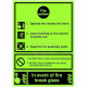 3 Point Glow In The Dark Fire Action Notice Sign - In The Event Of Fire Break Glass