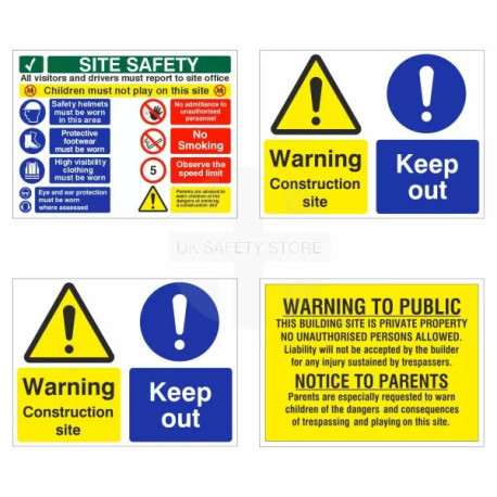 4-Pack Construction Site Safety Signs
