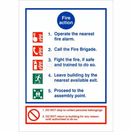 5 Point Fire Action Notice Sign