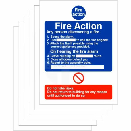 6-Pack Any Person Discovering A Fire - Fire Action Signs