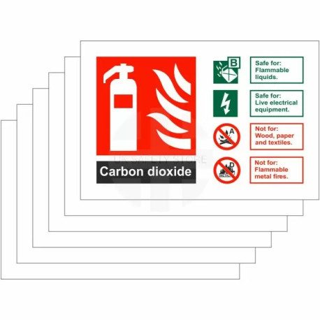 6-Pack Carbon Dioxide Fire Identification Signs