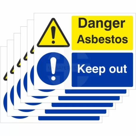6-Pack Danger Asbestos Keep Out Signs