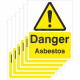 6-Pack Danger Asbestos Warning Signs