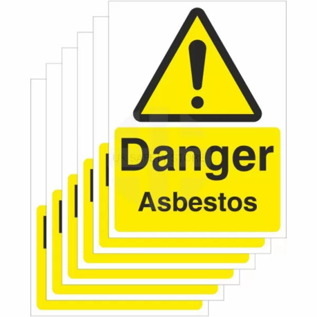 6-Pack Danger Asbestos Warning Signs