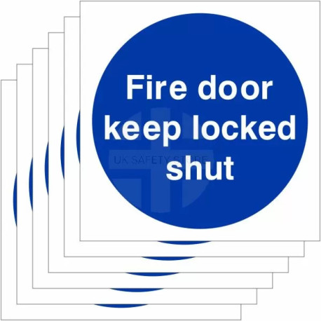 6-Pack Fire Door Keep Locked Shut Signs