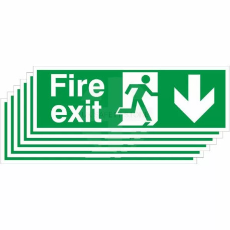 6-Pack Fire Exit Arrow Down Signs